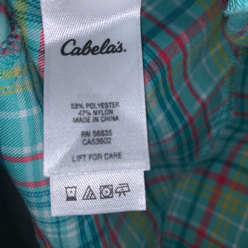 Cabelas Shirt Womens M Aqua Red Yellow Plaid  Long Sleeve Button Up Outdoor Nice - Picture 7 of 8